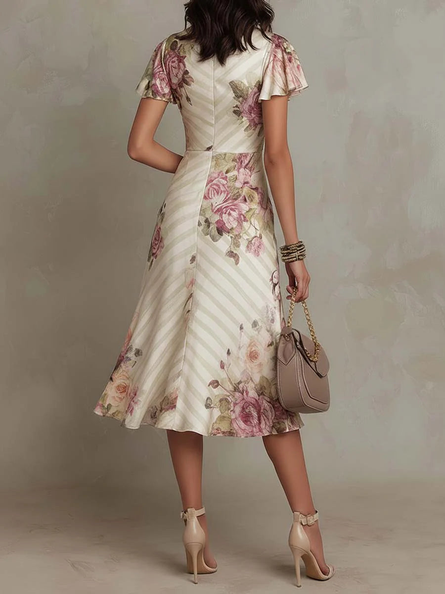 Alba | Elegantes Midi Kleid im Retro-Blumenmuster