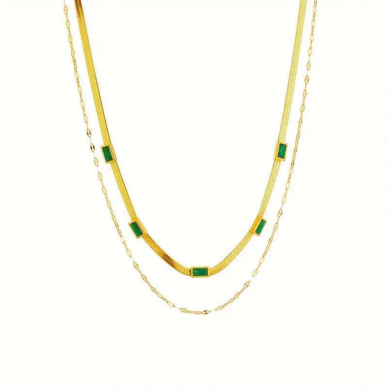 Collier Vintage à Double Couche Serena Gem | Or