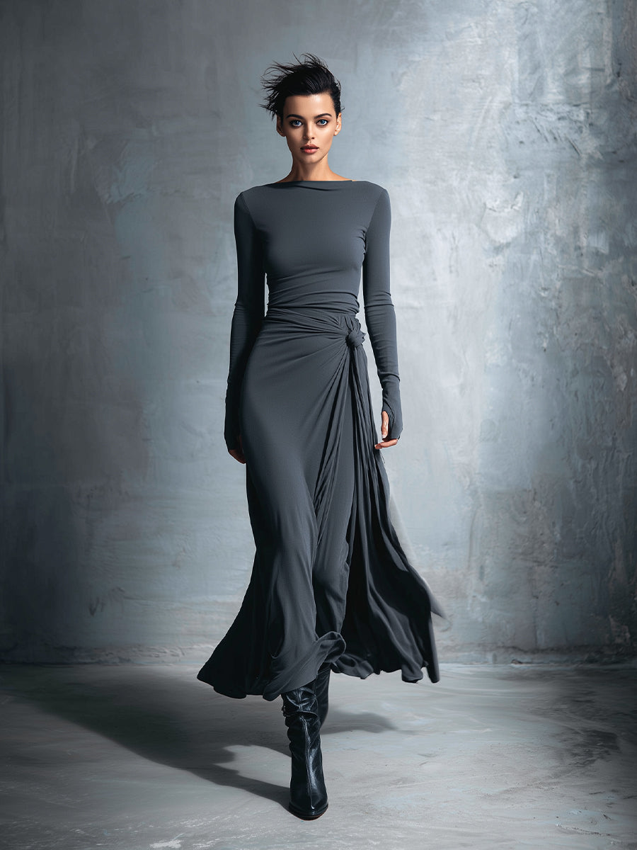 Naomie | Maxikleid mit seitlichem Knoten-Design