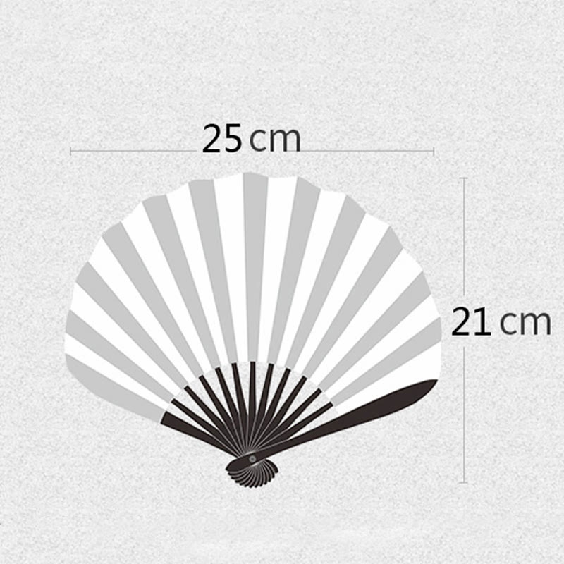 Retro Buddha Stones Large Floral Embroidery Shell-Shaped Tassel Handheld Bamboo Folding Fan