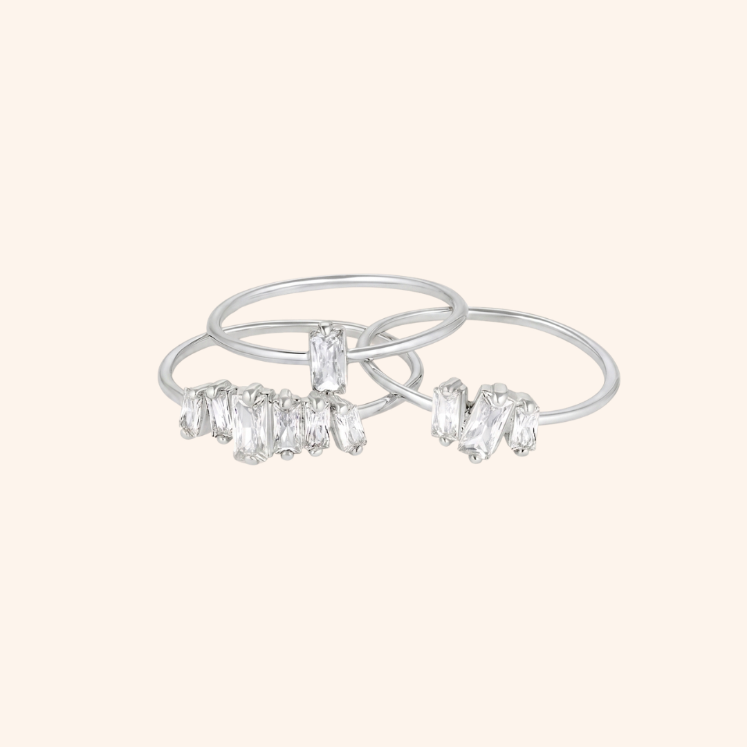 Lunaria™ - Elegantes Ring-Set mit Baguette-Design