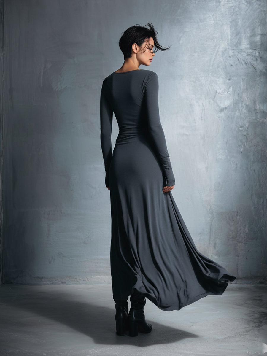Gabriella | Langes Kleid mit seitlichem Knoten-Detail