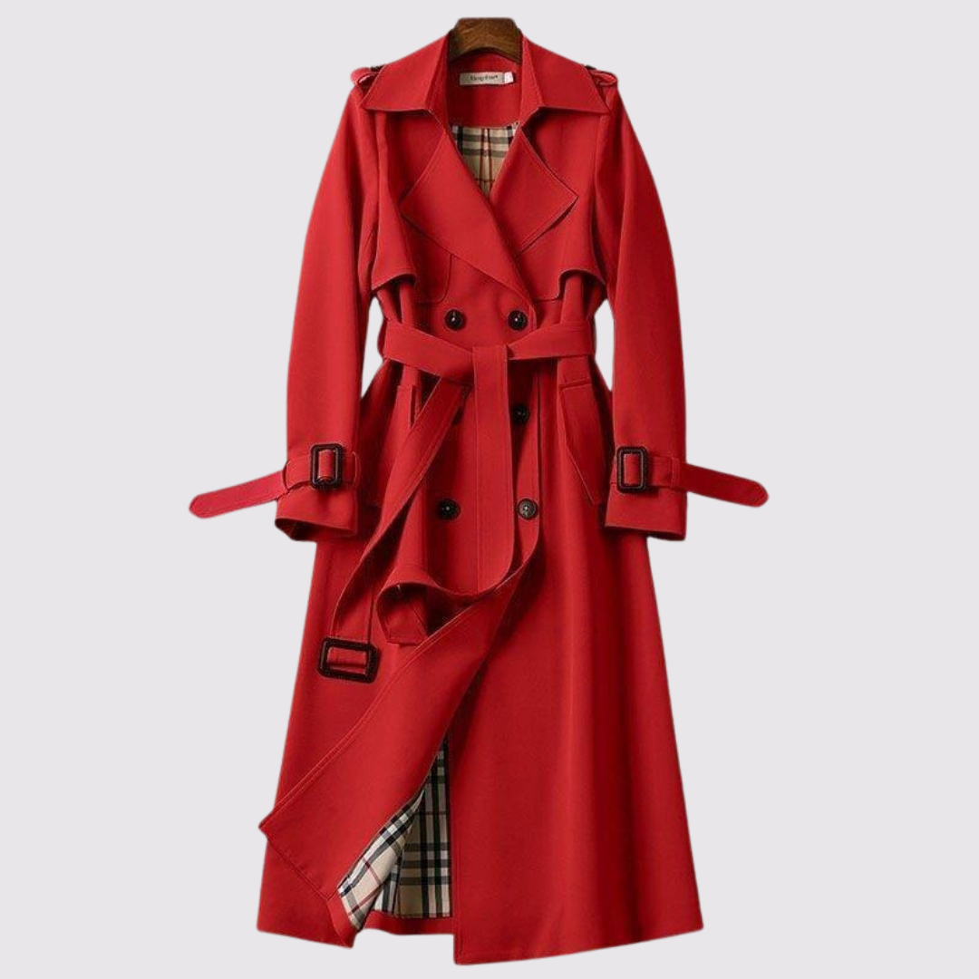 Sienna – Minimalistischer Trenchcoat in Salbeigrün