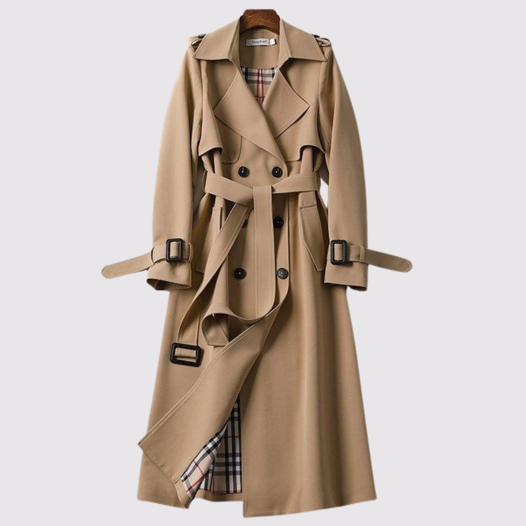 Sienna – Minimalistischer Trenchcoat in Salbeigrün