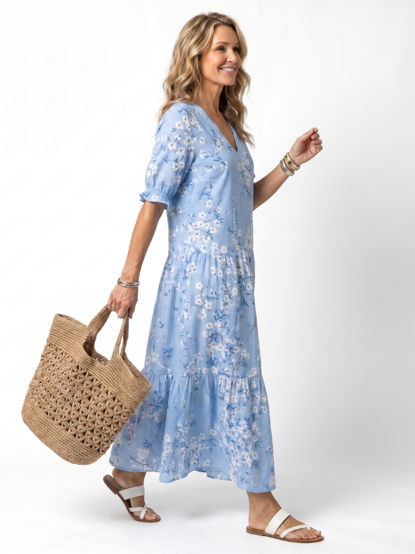 Michèle Midi Kleid mit Blumenmuster und Quasten