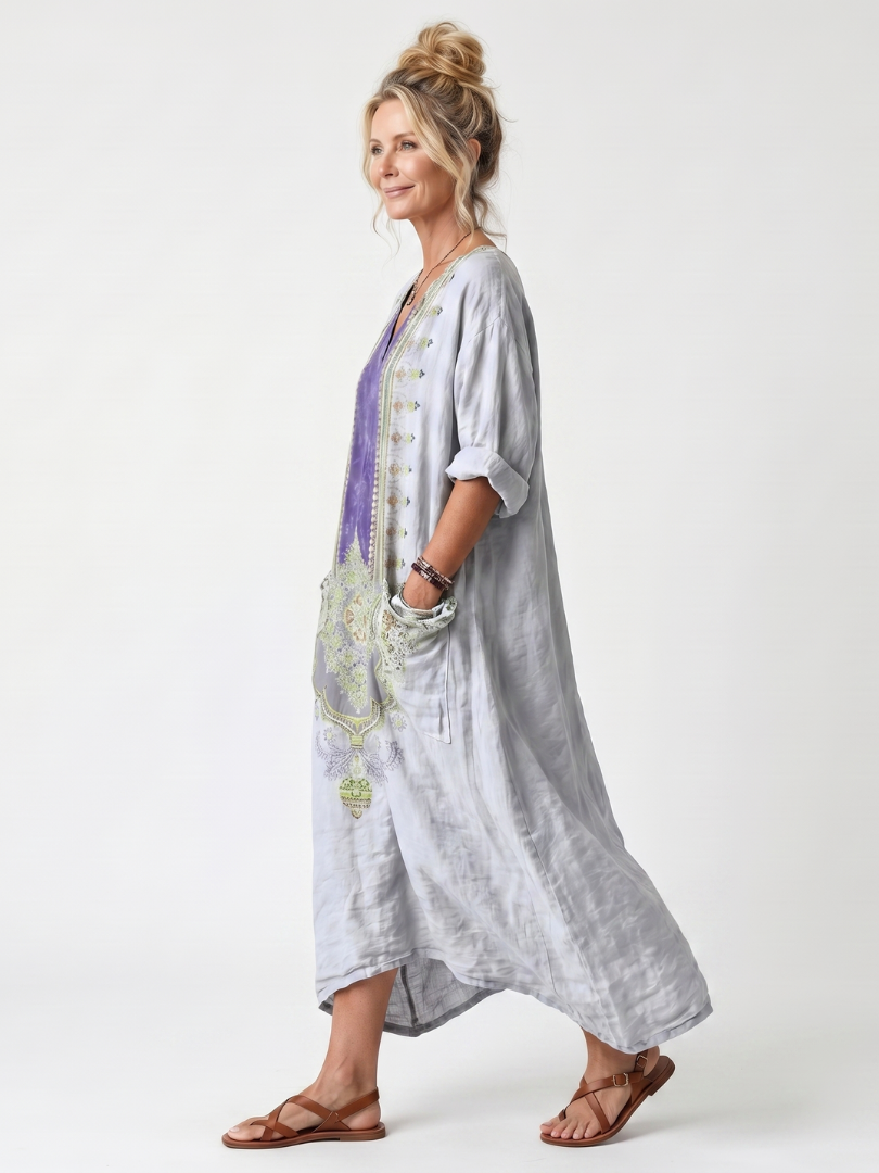 Midikleid mit auffälliger Véronique-Stickerei