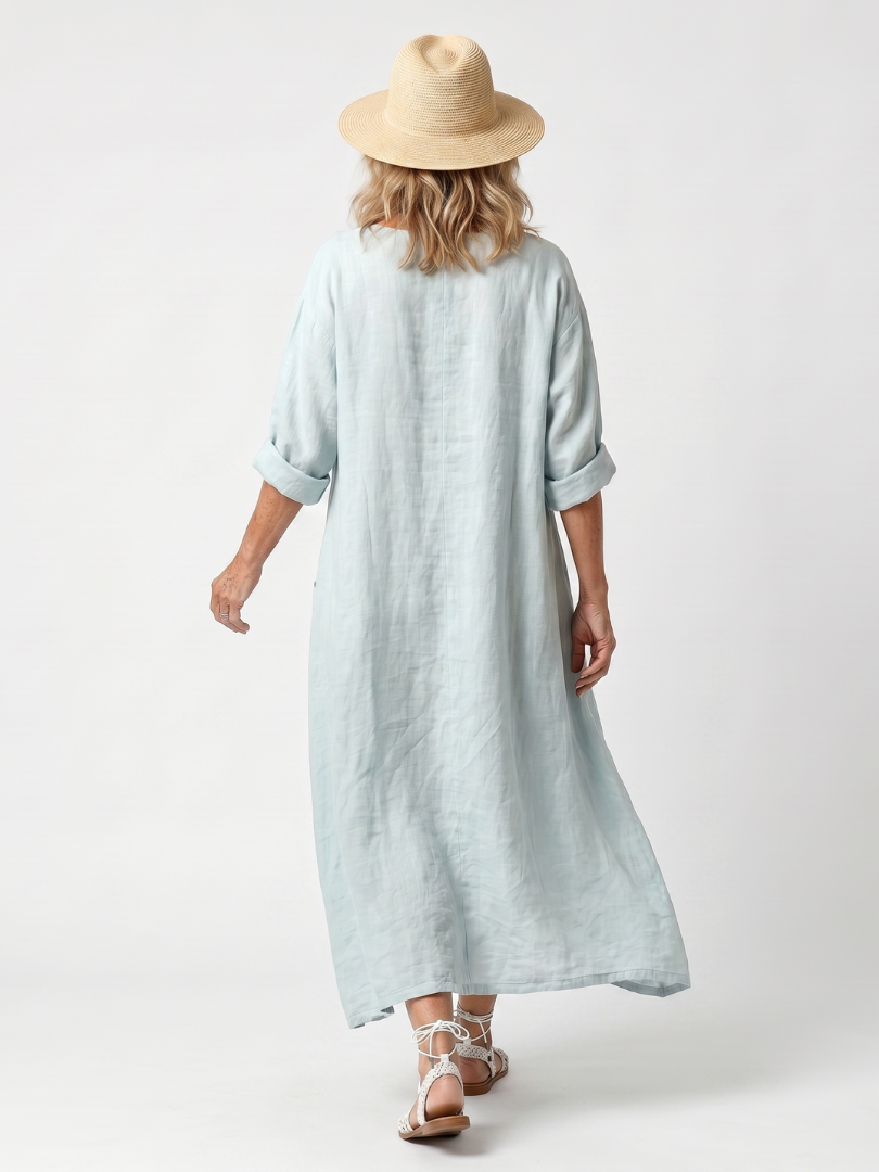 Claire Midi Kleid mit Stickerei und Taschen