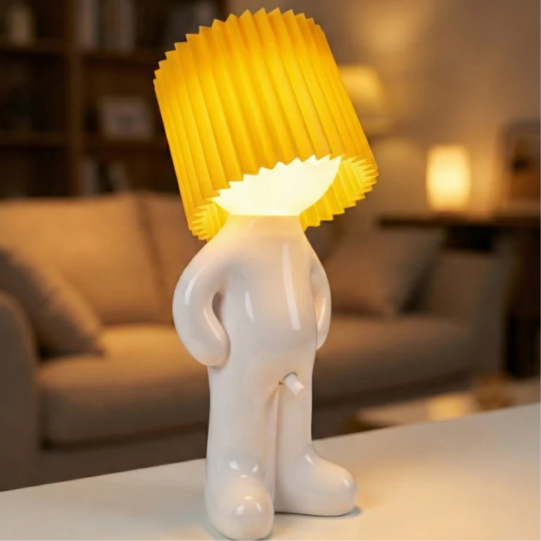 LeuchtMann™ – Dekorative Tischlampe mit Farbschirm
