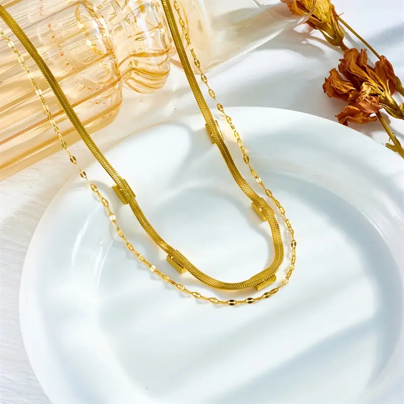 Collier Vintage à Double Couche Serena Gem | Or