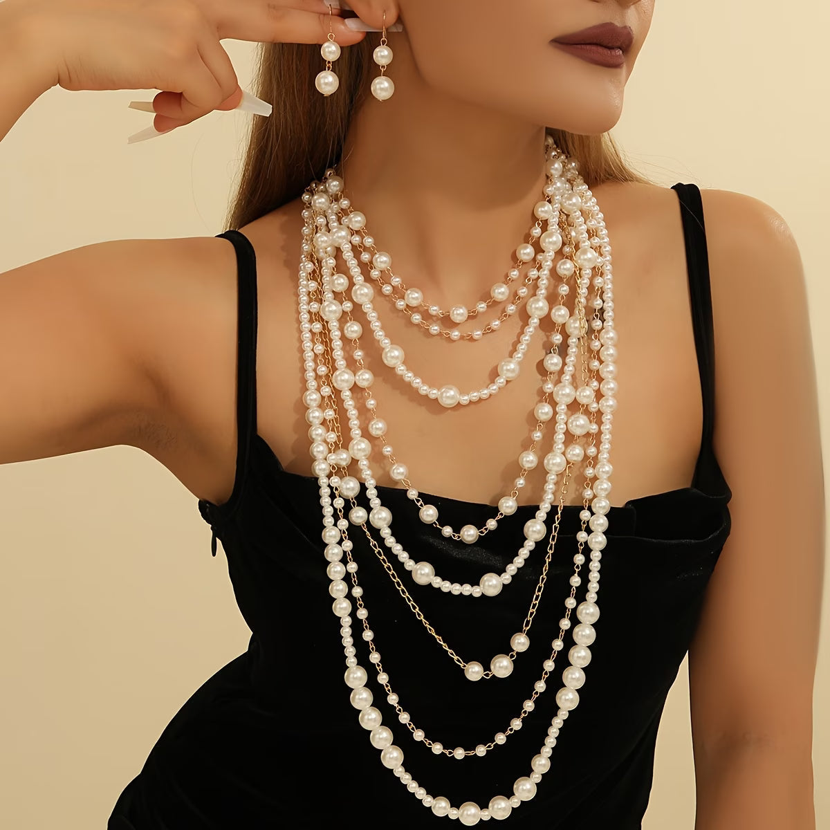 Boho mehrlagiges Perlen Statement-Set