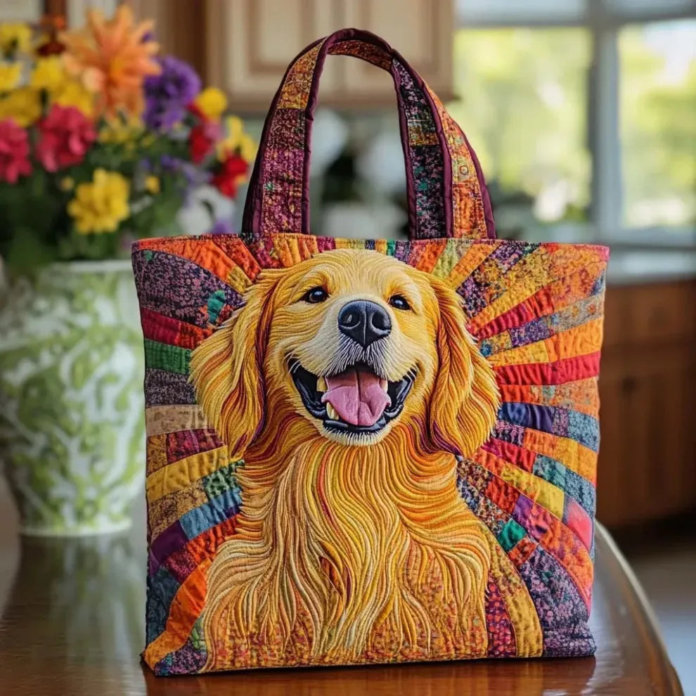 Goldene Begleiterin | Handgefertigte Stepp-Tasche