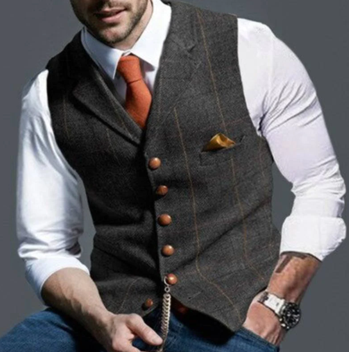 Vincenzo – Elegante Tweed-Weste für Herren