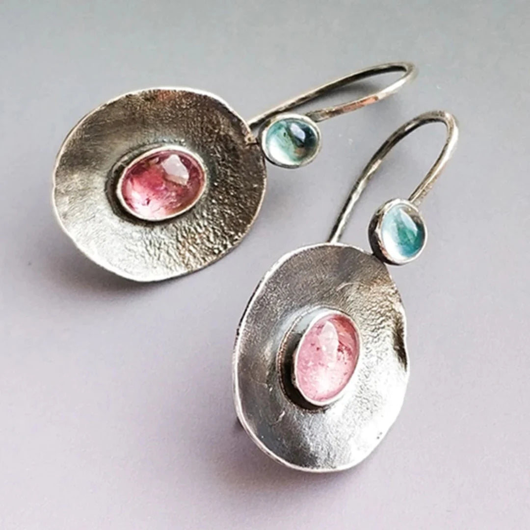 Zweifarbige Vintage-Ohrringe aus Sterling Silber