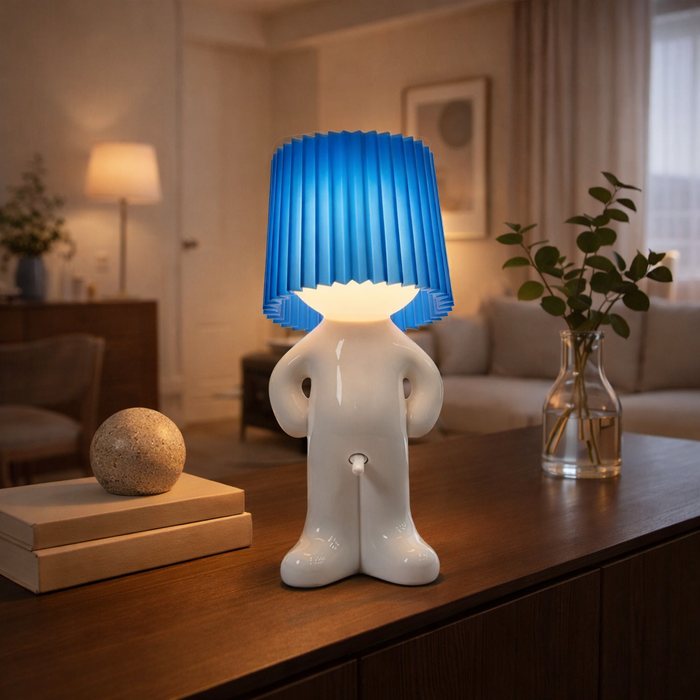 LeuchtMann™ – Dekorative Tischlampe mit Farbschirm