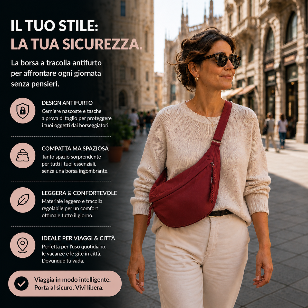 Rosa | Bordeaux Schultertasche