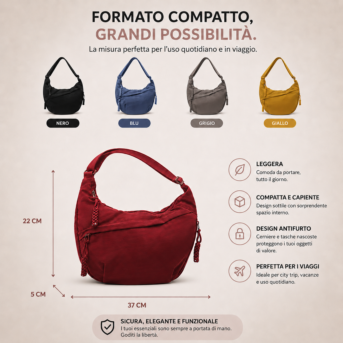 Rosa | Bordeaux Schultertasche