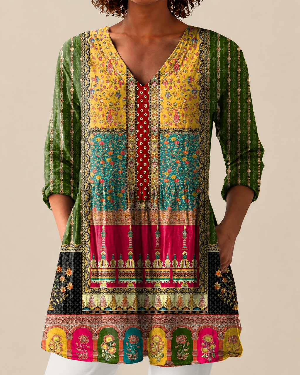 Nyla | Lange Bluse mit auffälligem Muster