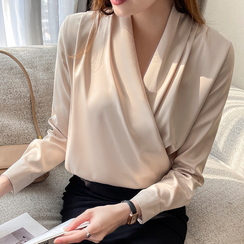 Verona Elegante Satin Crossover Bluse für Damen