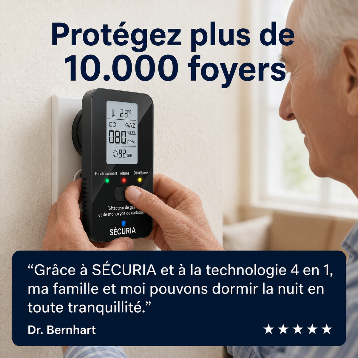 SÉCURIA™ | Détecteur de Sécurité 4-en-1