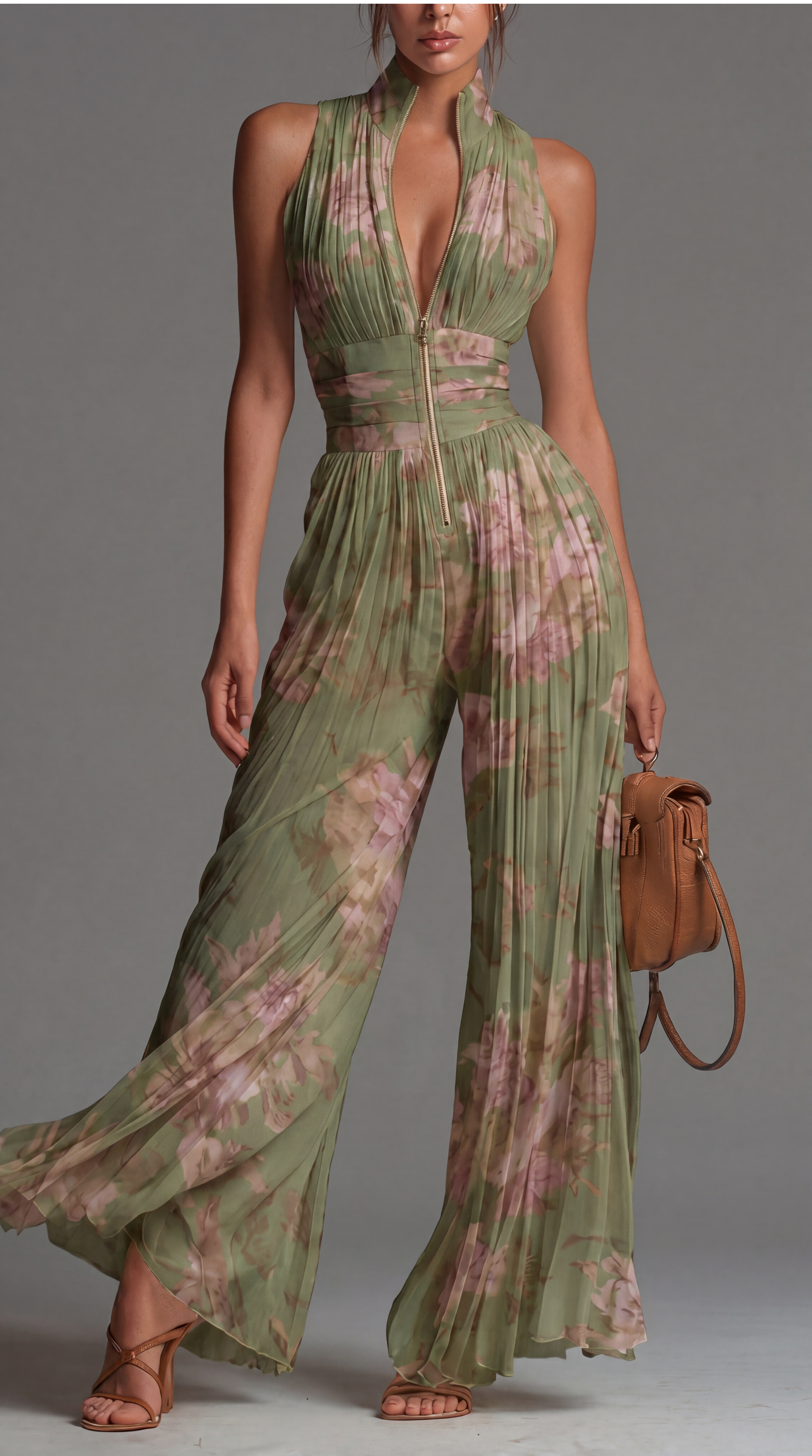 Zineb | Faltender Floral-Design Jumpsuit