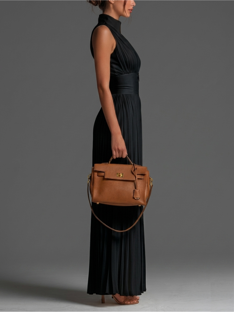 Zsófia Jumpsuit | Black Pleated Chiffon