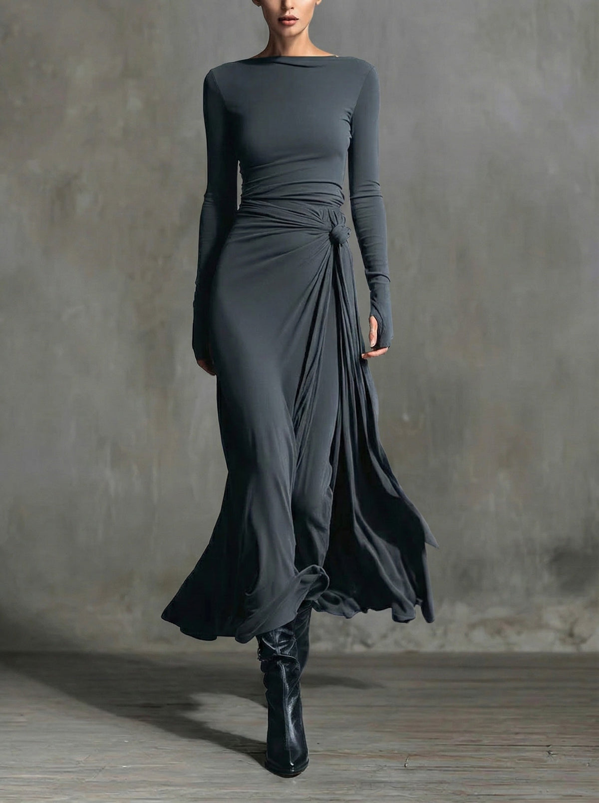 Naomie | Maxikleid mit seitlichem Knoten-Design