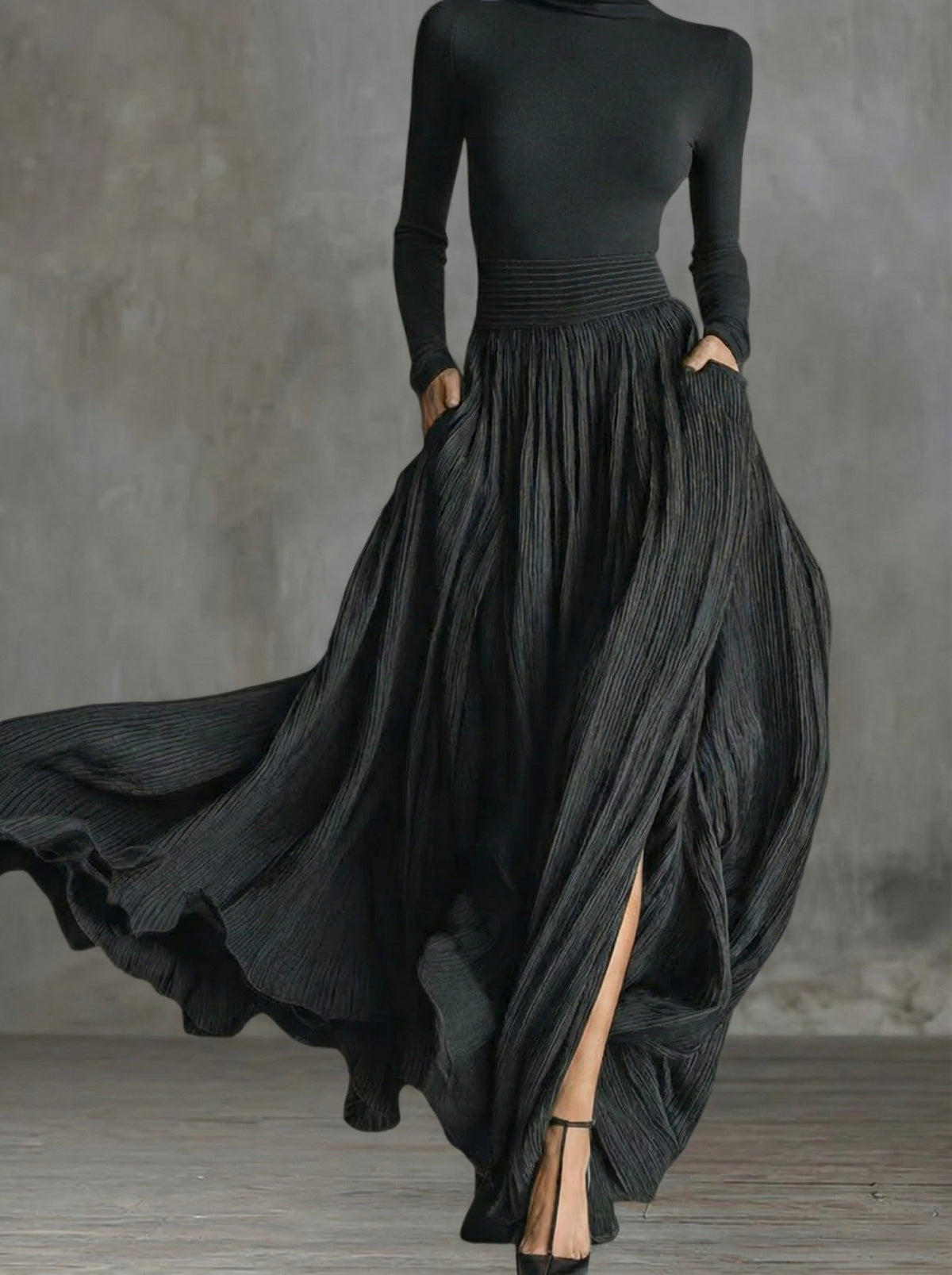 Rachel | Hochtailliertes Maxikleid