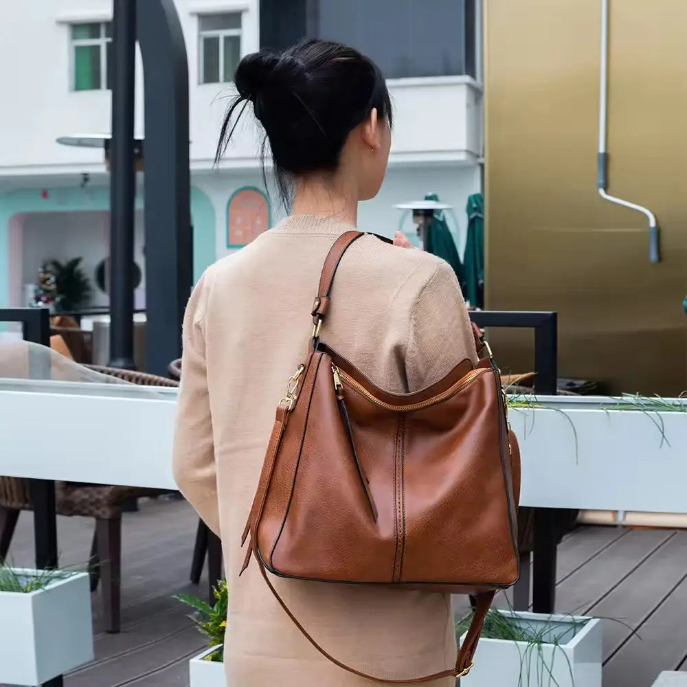 Luxuriöse Leder Hobo Anti-Diebstahl Handtasche