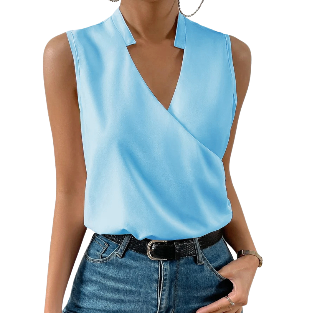 Noelle Elegante Ärmellose Bluse mit V-Ausschnitt und Crossover-Design