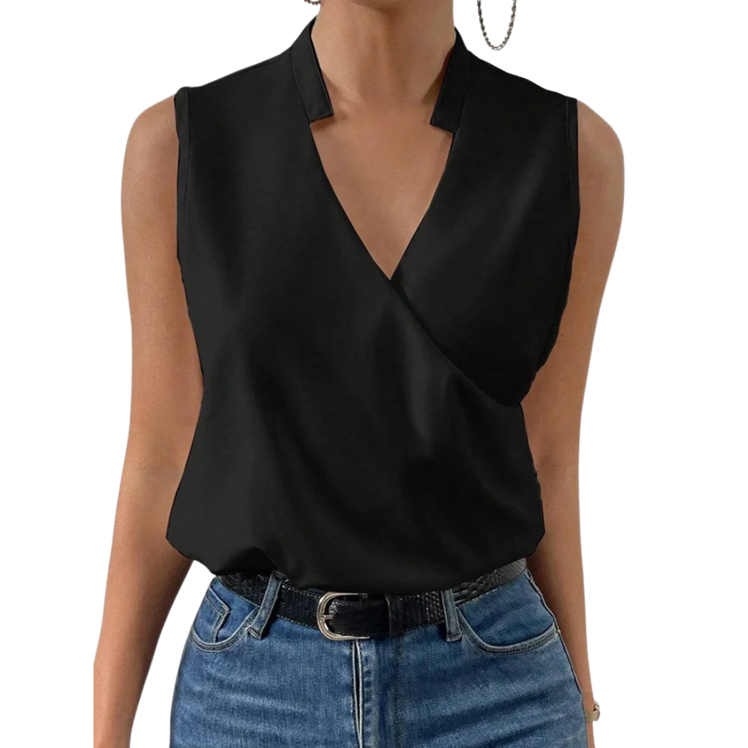 Noelle Elegante Ärmellose Bluse mit V-Ausschnitt und Crossover-Design