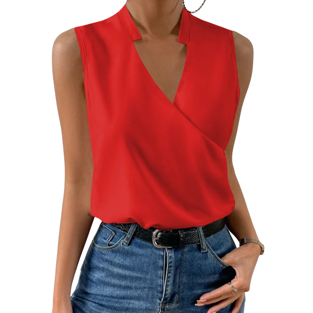 Noelle Elegante Ärmellose Bluse mit V-Ausschnitt und Crossover-Design