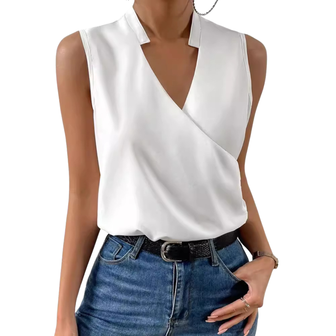 Noelle Elegante Ärmellose Bluse mit V-Ausschnitt und Crossover-Design