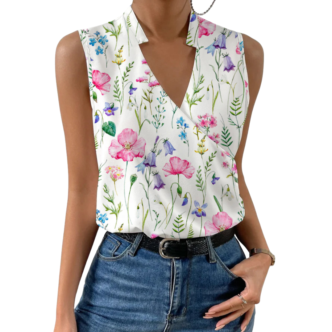 Noelle Elegante Ärmellose Bluse mit V-Ausschnitt und Crossover-Design