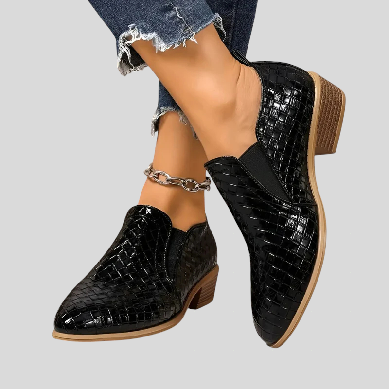 Alba™ | Elegante geflochtene Stiefeletten mit Blockabsatz