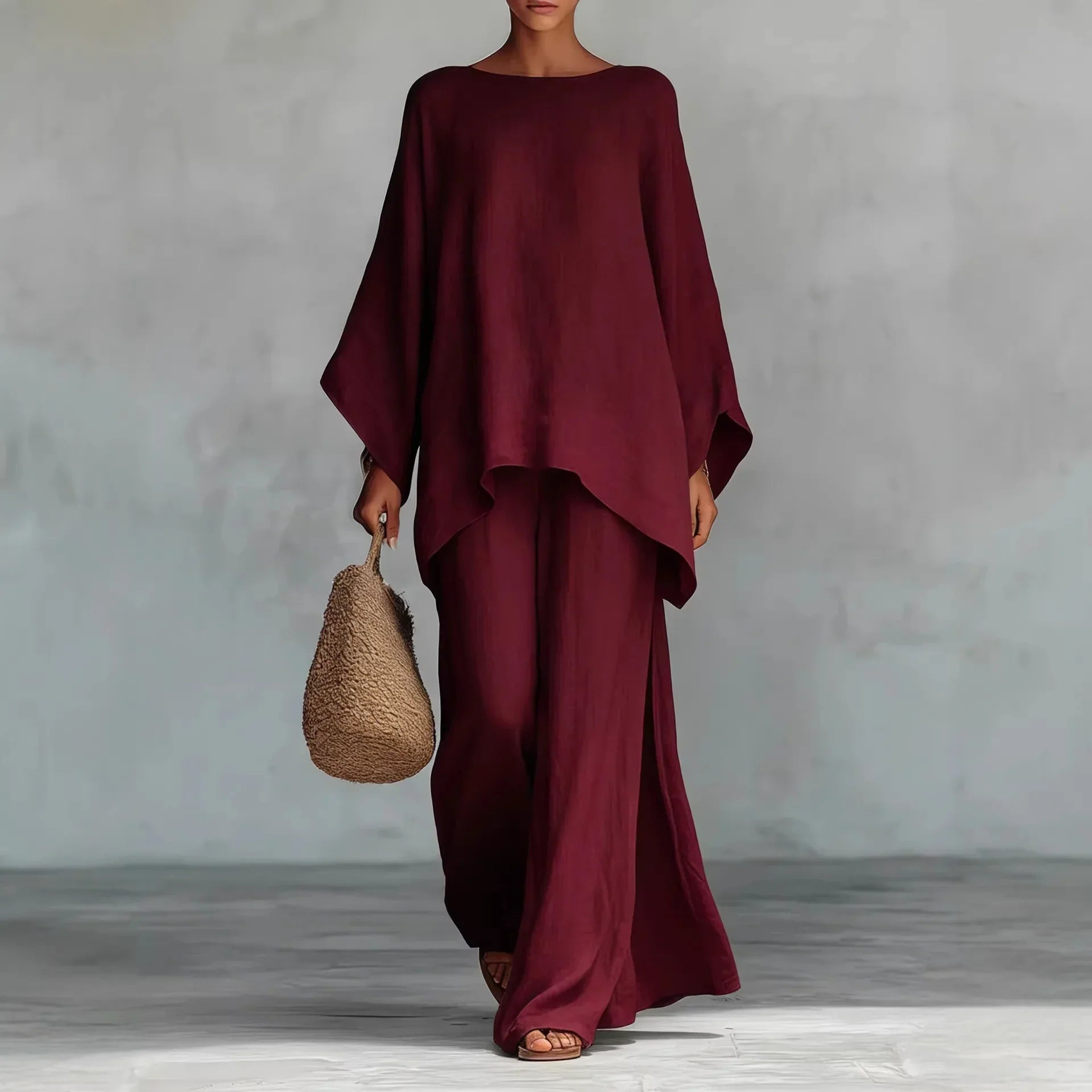 Fernanda | Damen-Set mit Langarmoberteil und weitem Hosen
