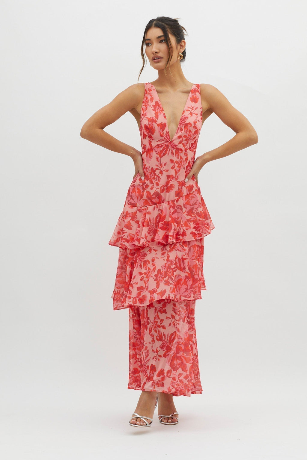 LISA | Floral Ruffled Maxi Dress