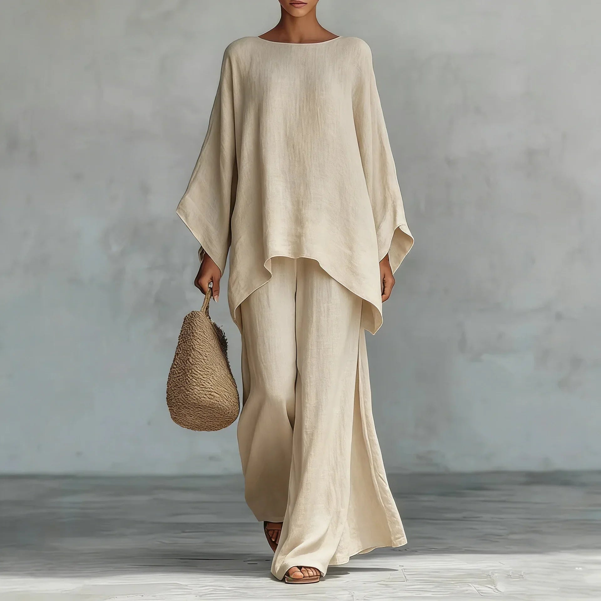 Fernanda | Damen-Set mit Langarmoberteil und weitem Hosen