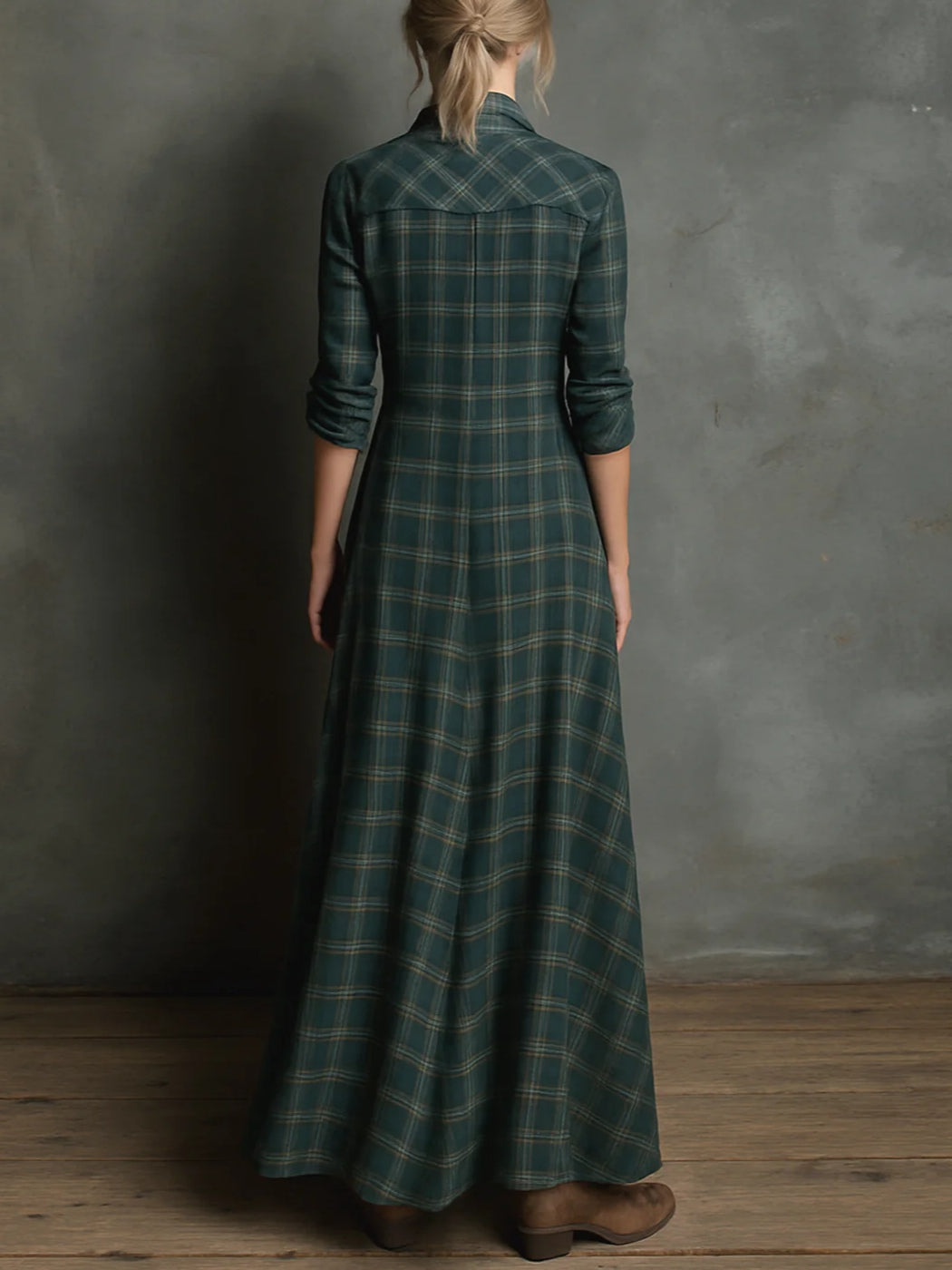 Valentina | Langärmeliges kariertes Kleid