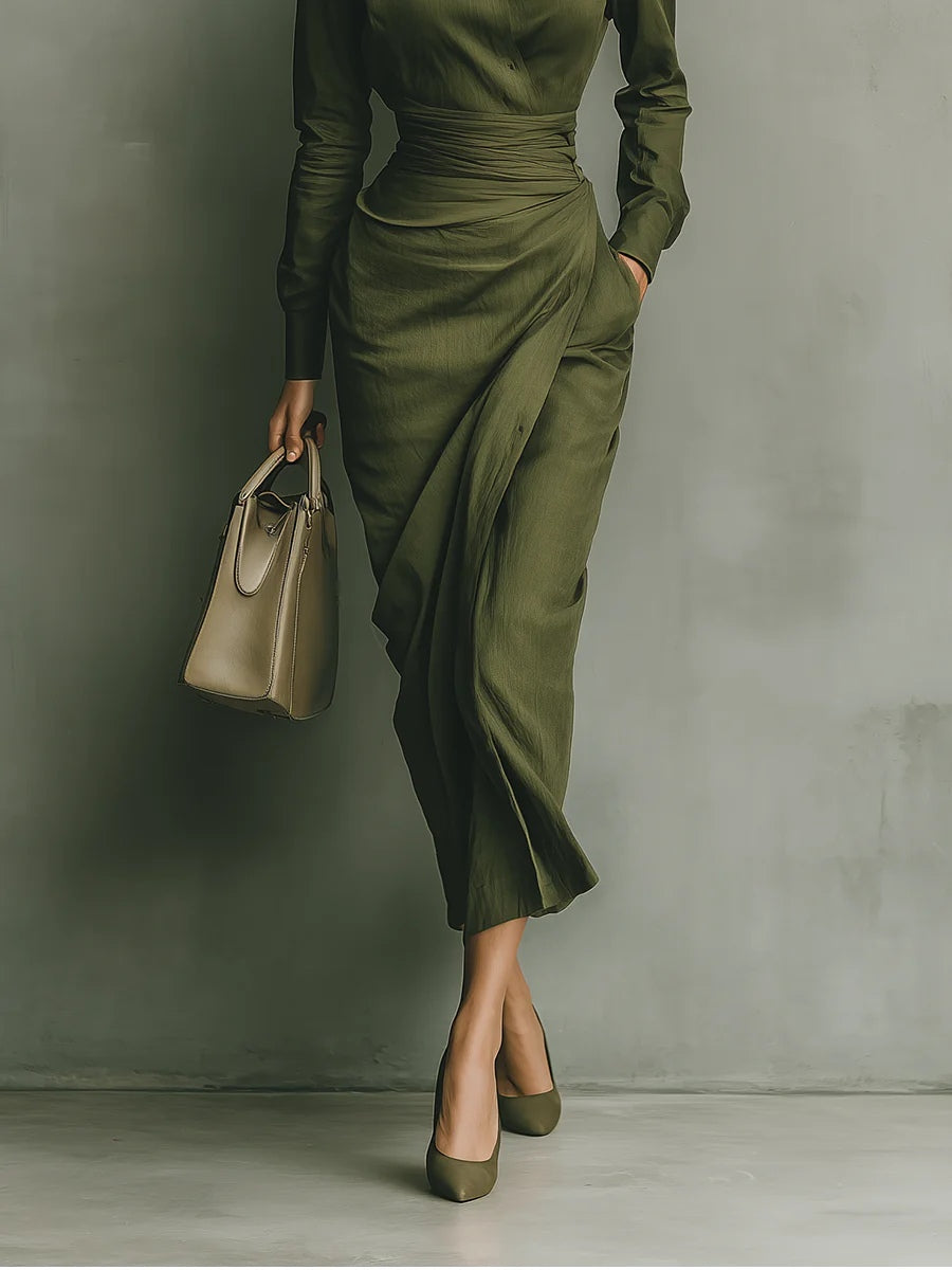 Noëlle™ | Maxi-Kleid in Olivgrün