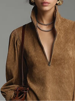 Lucienne™ | Lockeres Wildlederkleid mit Reißverschluss