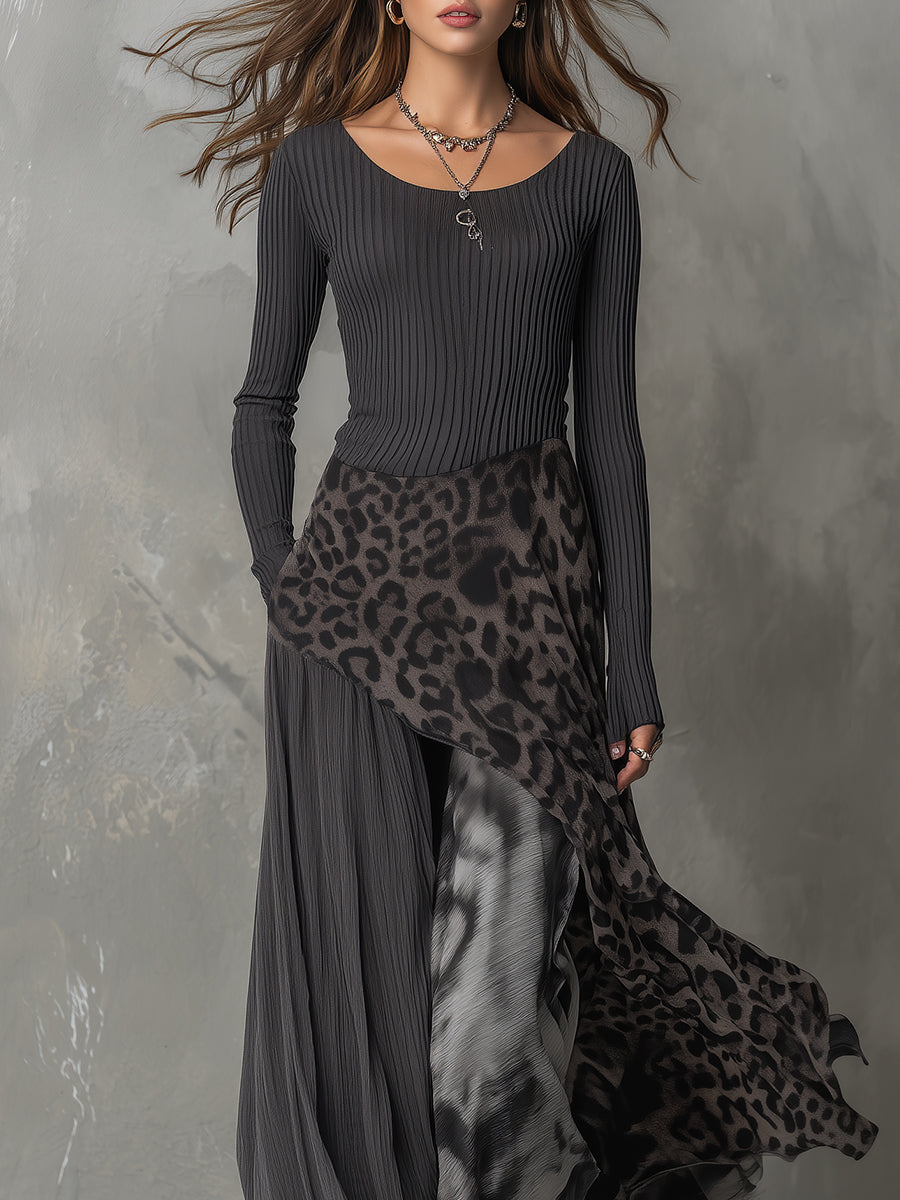 Martina | Langes Kleid im Leopardenprint