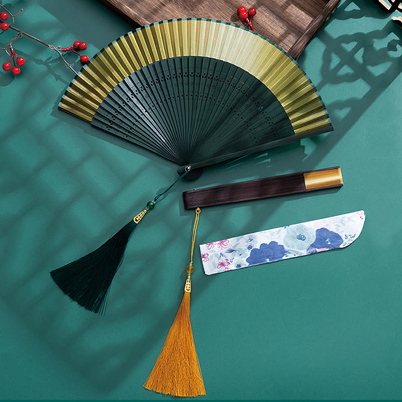 Praktischer Faltfächer aus Bambus mit Farbverlauf von Buddha Stones