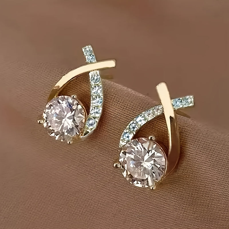 Goldene Kreuzohrringe mit Zirkonia