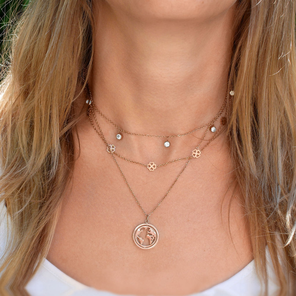 BonnyBliss Kette Kleeblatt Rose