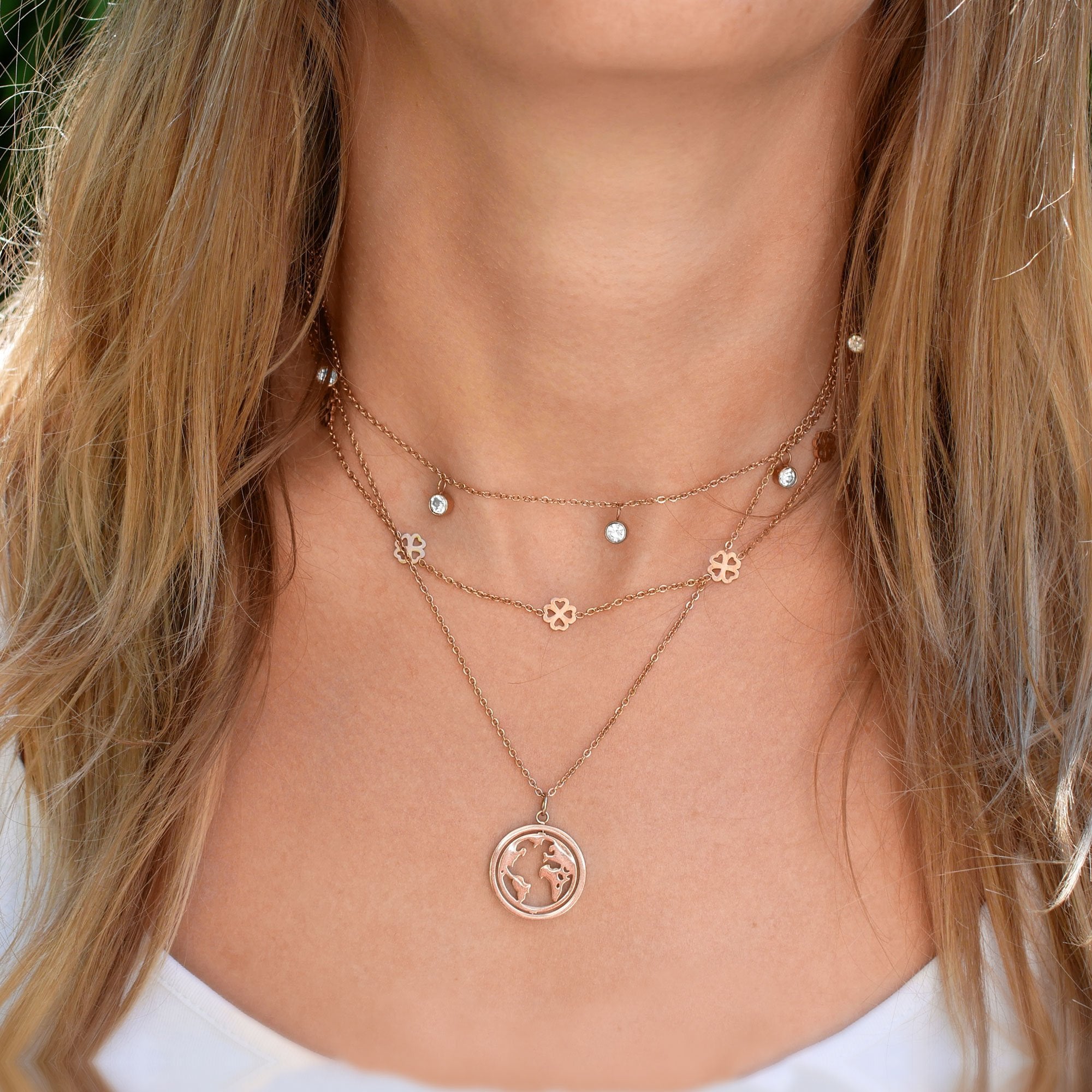 BonnyBliss Kette Kleeblatt Rose