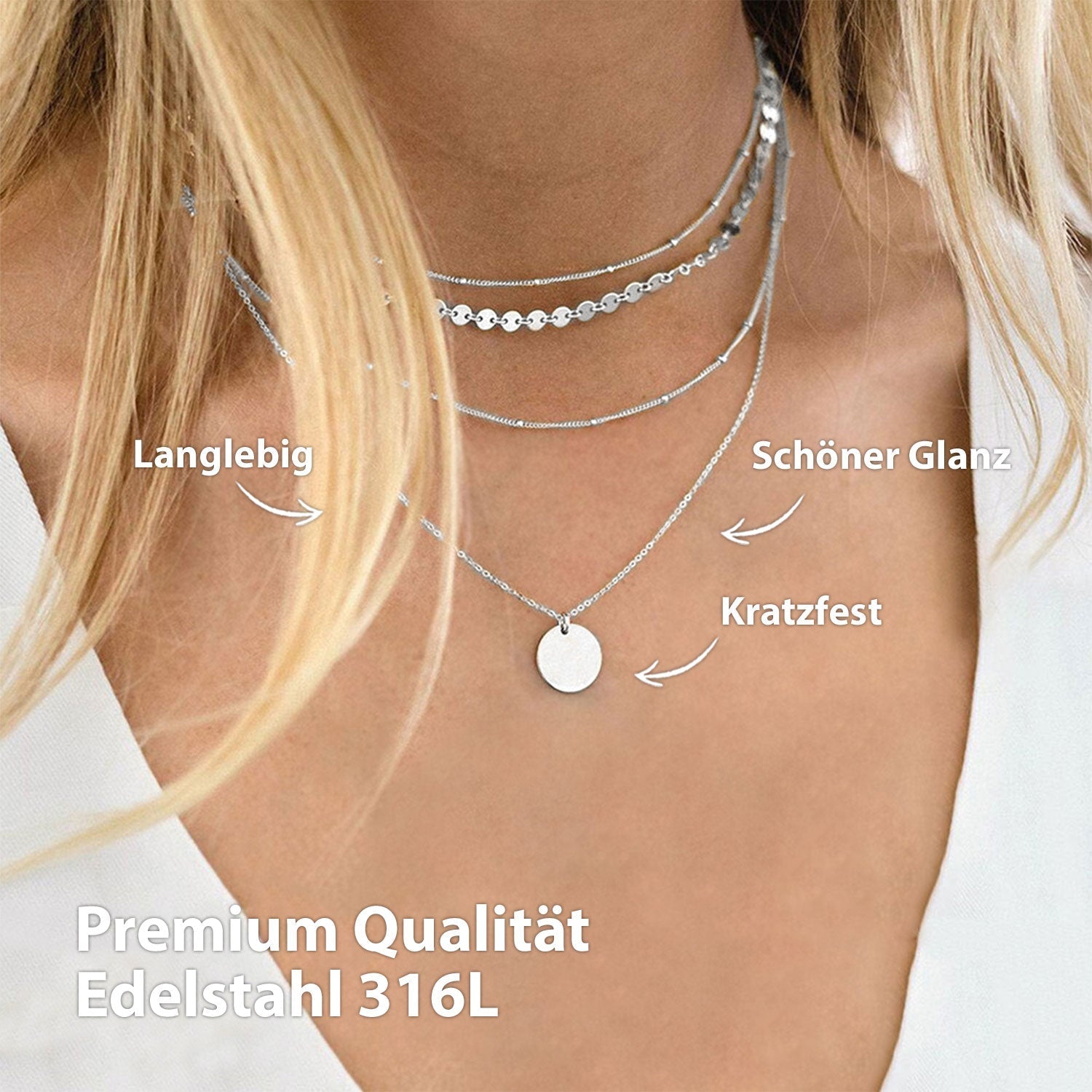 BonnyBoho Halsketten Set Silber