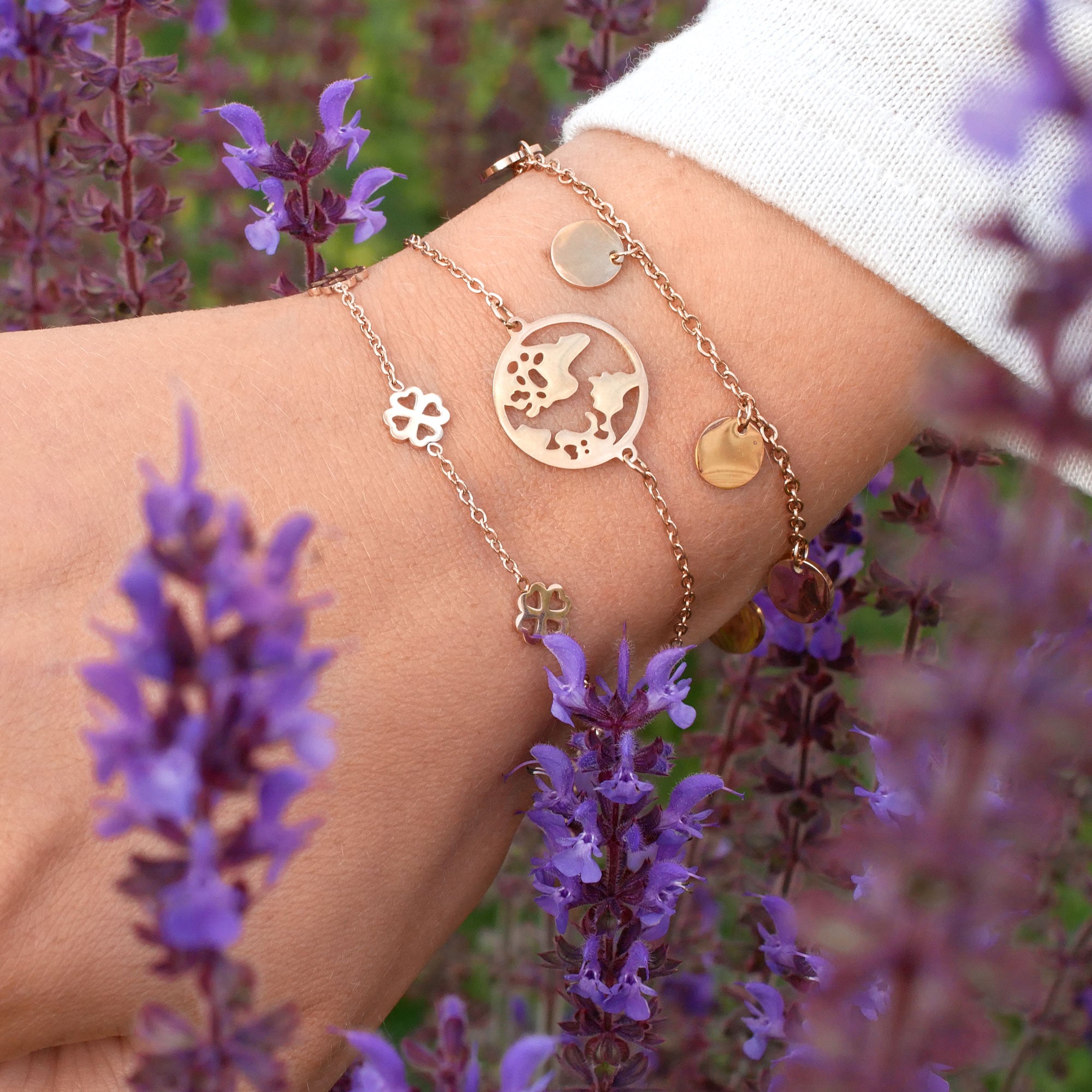 Bundle: BonnyCoin Plättchen Kette + Armband Roségold