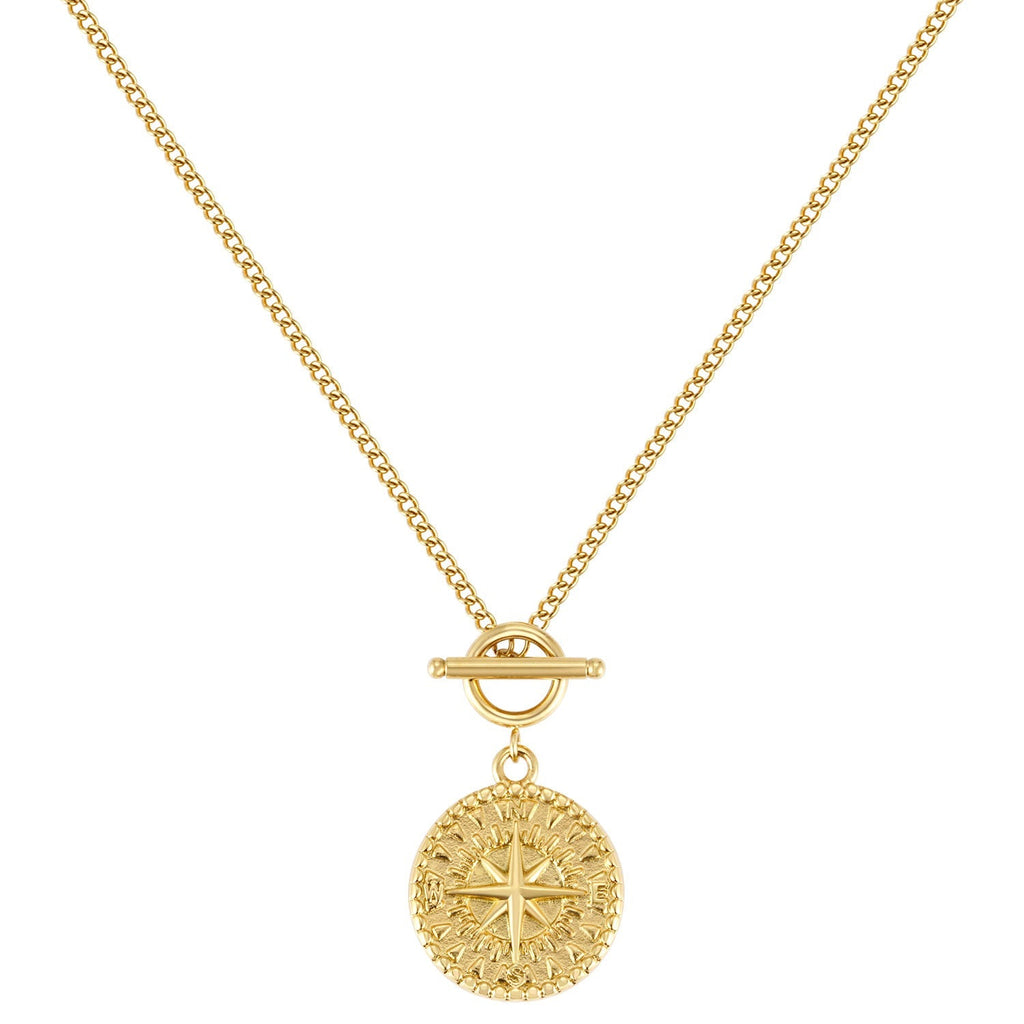 BonnyCompass Kette mit Kompass Anhänger Gold