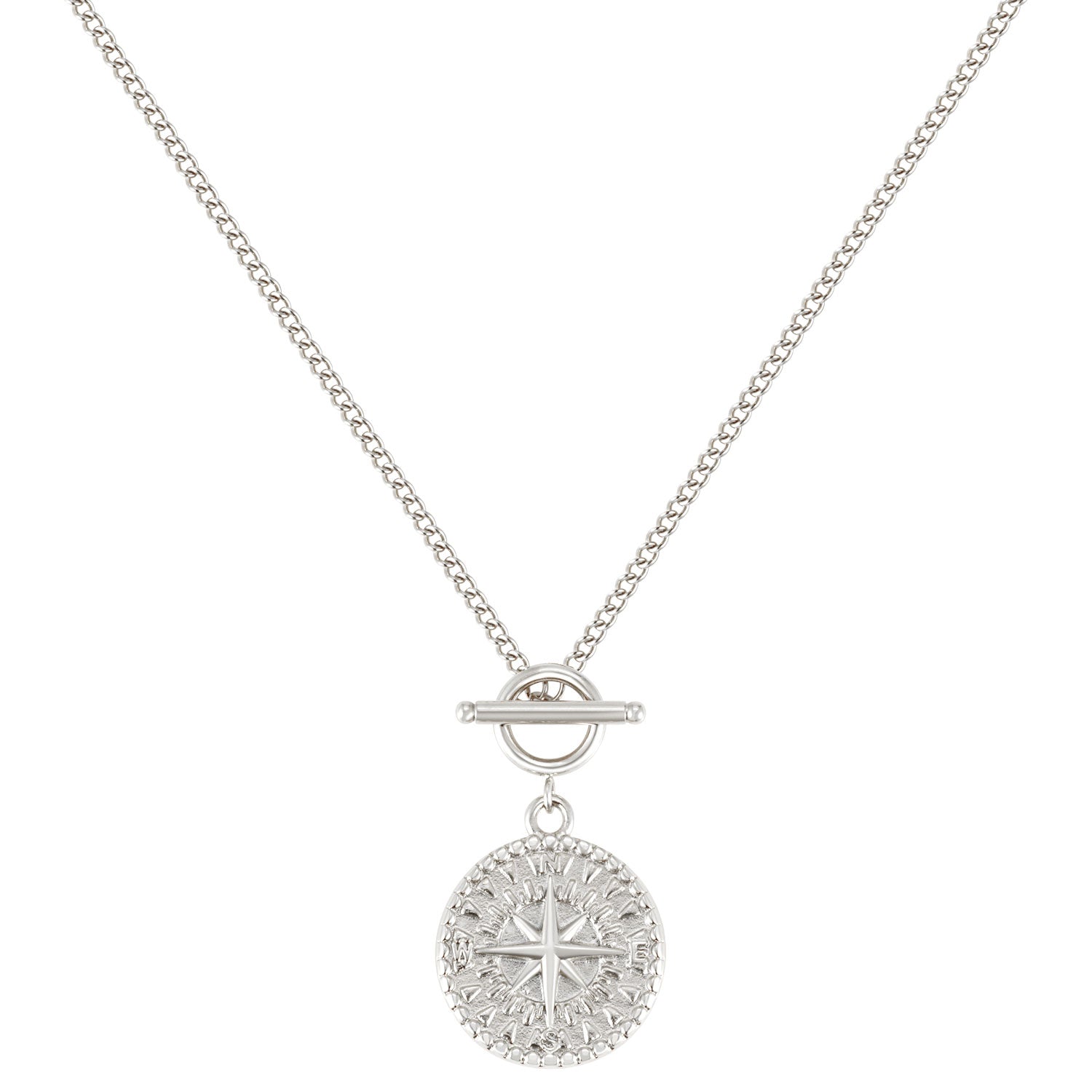 BonnyCompass Kette mit Kompass Anhänger Silber