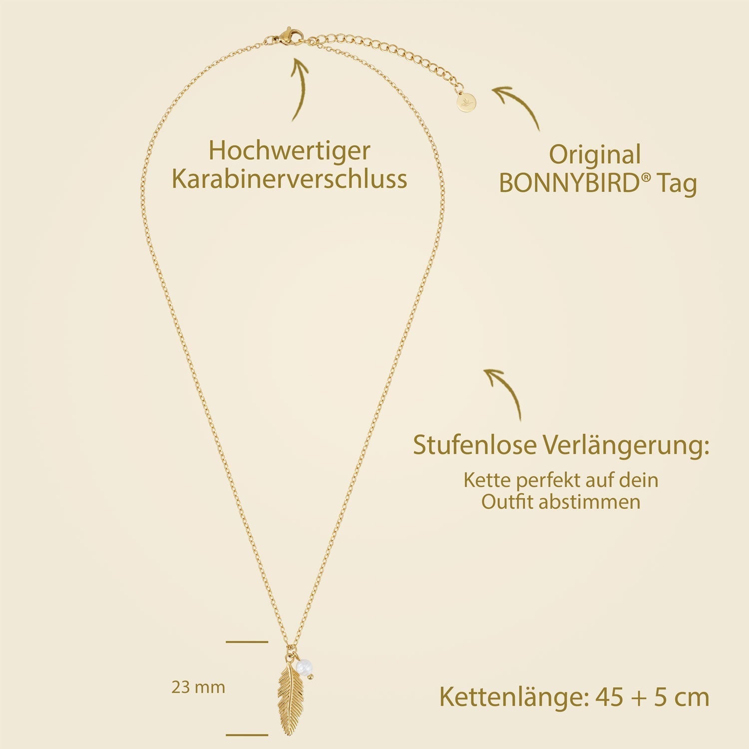 BonnyFeather Feder Kette Gold